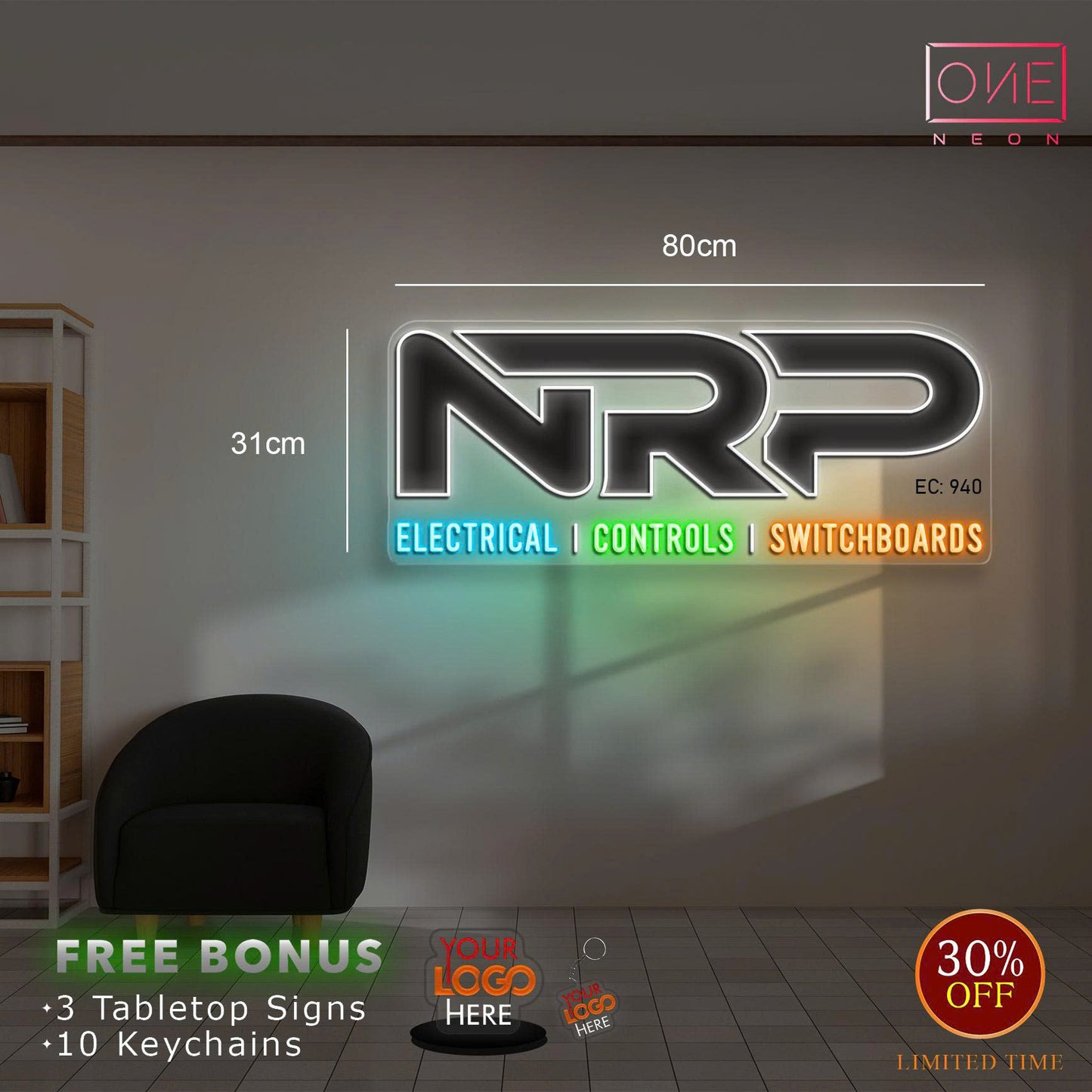 NRP logo | LED Neon Sign (2 signs outdoor + 2 signs indoor)