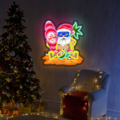 Beach Santa Christmas LED Neon Sign