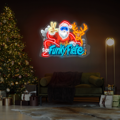 Funky Santa & Reindeer LED Neon Sign