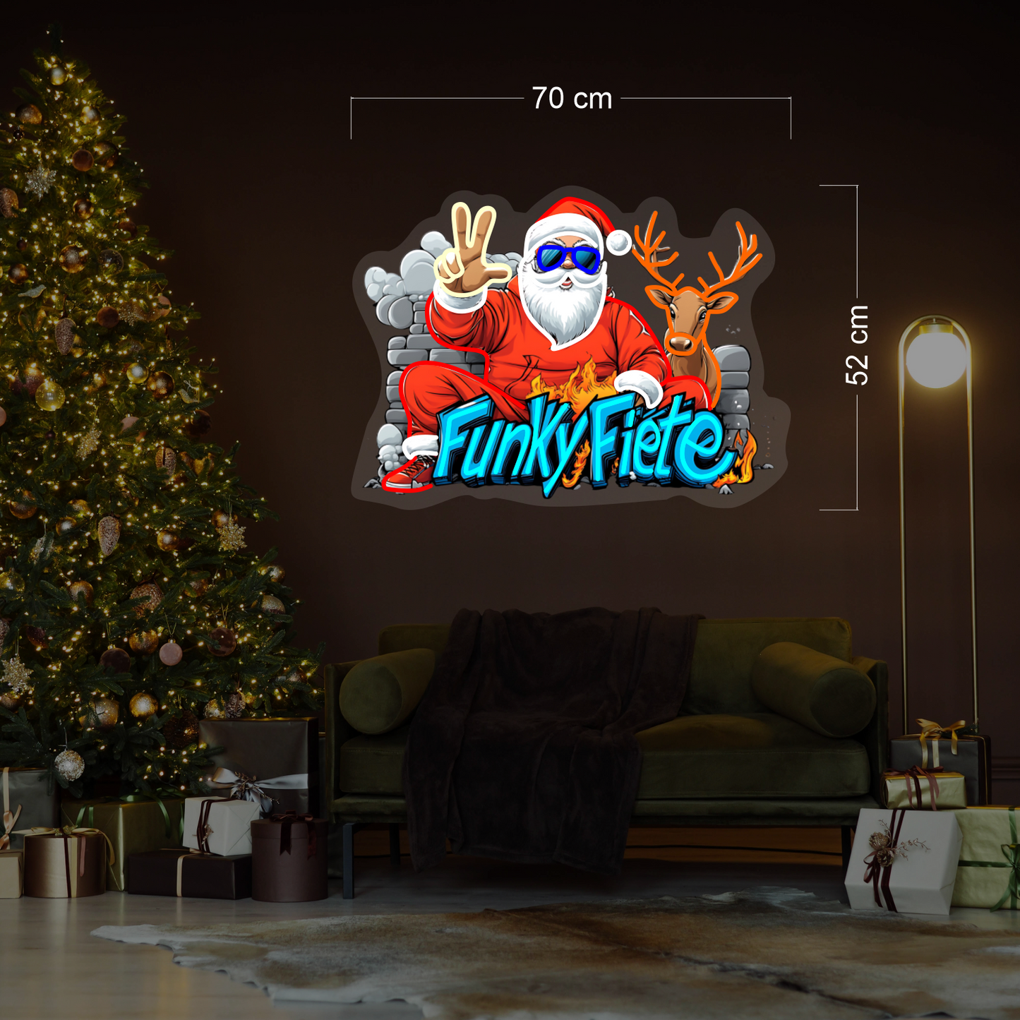 Funky Santa & Reindeer LED Neon Sign