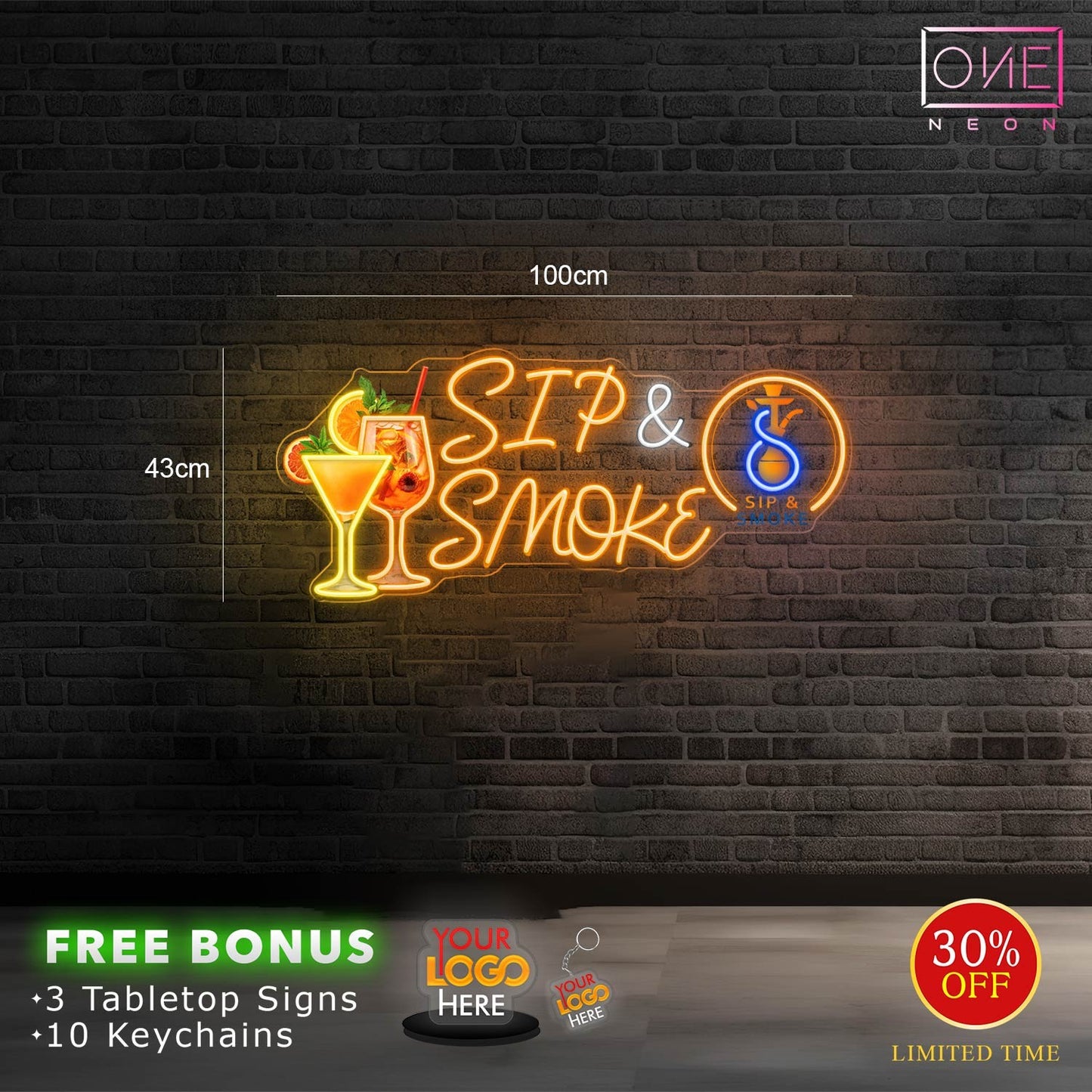 Sip & Smoke| LED Neon Sign (waterproof)