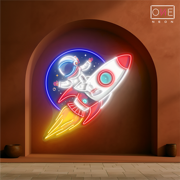 Astronaut Rocket Artwork Led Neon Sign