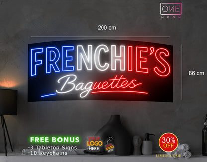 FRENCHIE'S | LED Neon Sign (waterproof option + metal support leg)