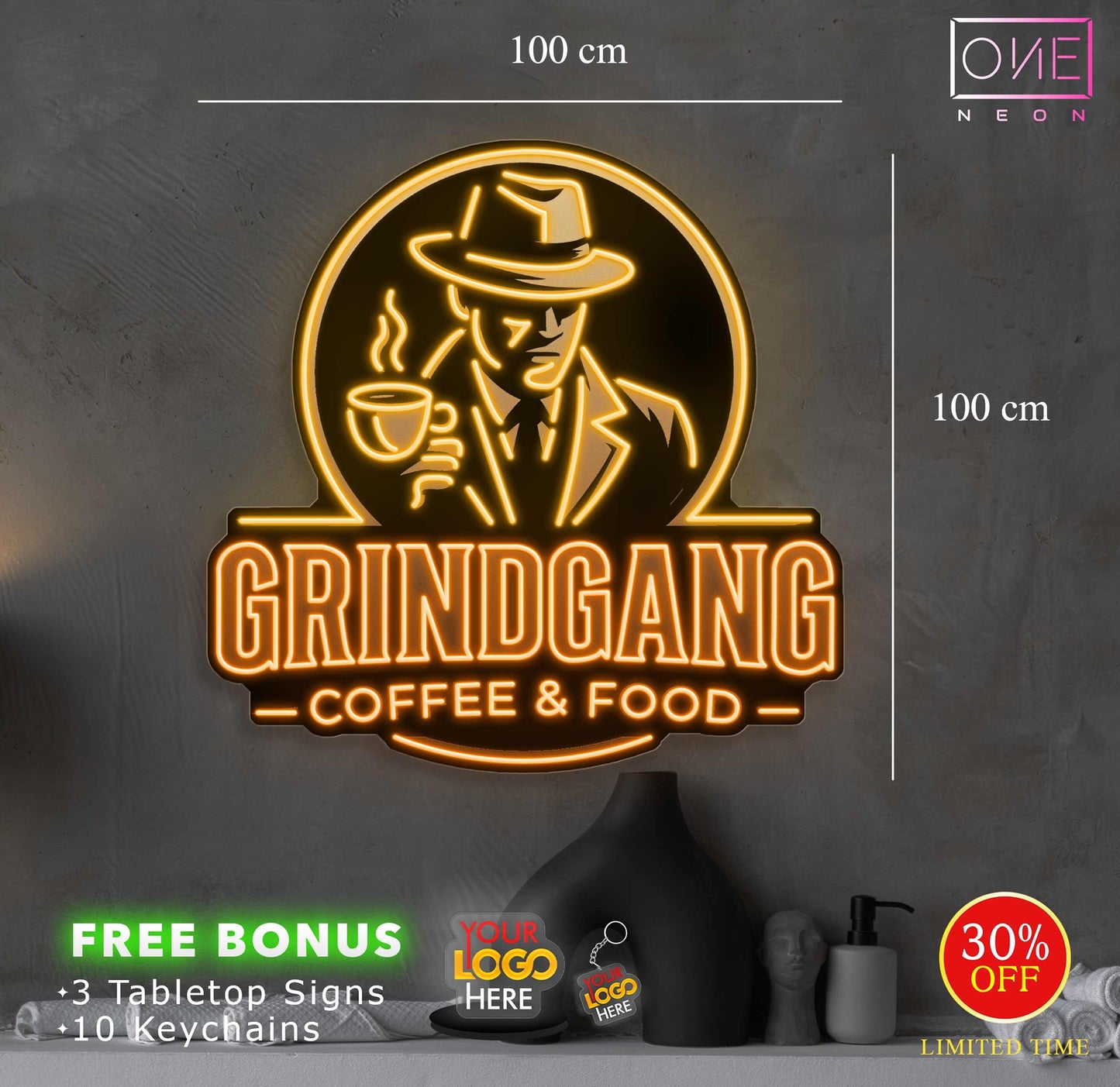 GRINDGANG COFFEE & FOOD  | LED Neon Sign (waterproof)