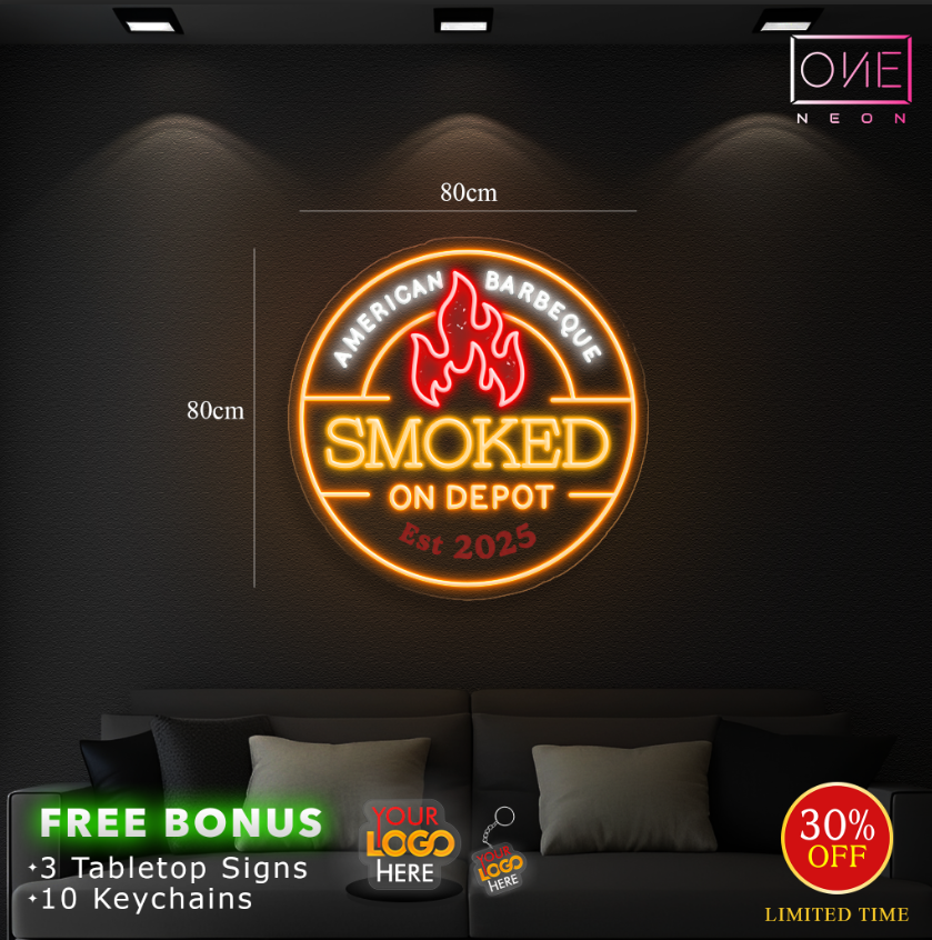BBQ + SMOKED | LED Neon Sign + 3D Channel letters sign