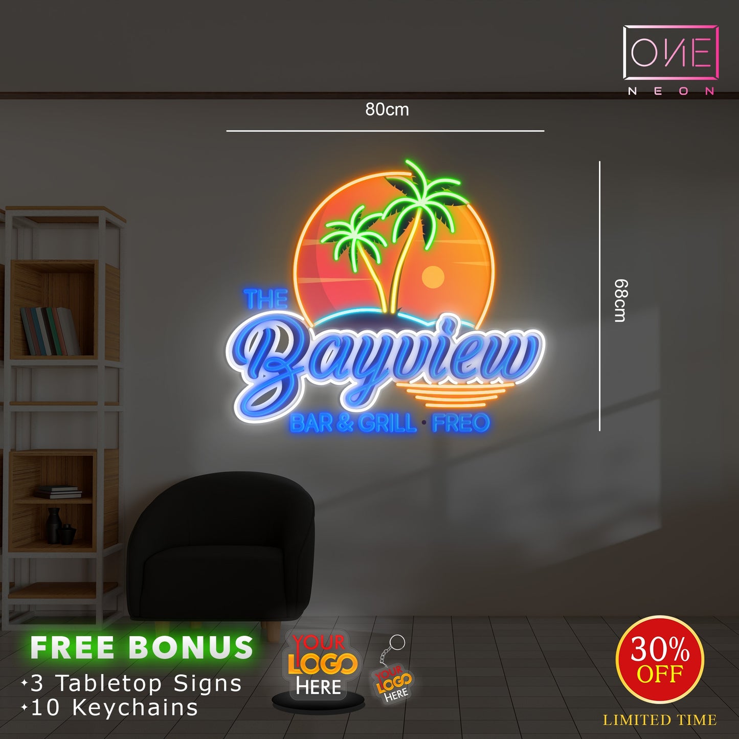 THE BAYVIEW BAR & GRILL | LED Neon Sign (2 signs)