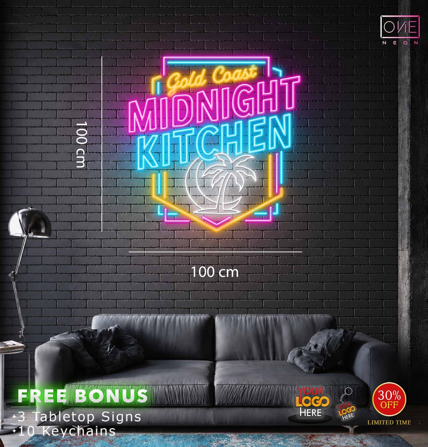 GOLD COAST MIDNIGHT KITCHEN| LED Neon Sign (waterproof option)