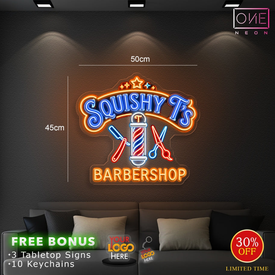 SQUISHY T's BARBERSHOP | LED Neon Sign (waterproof)