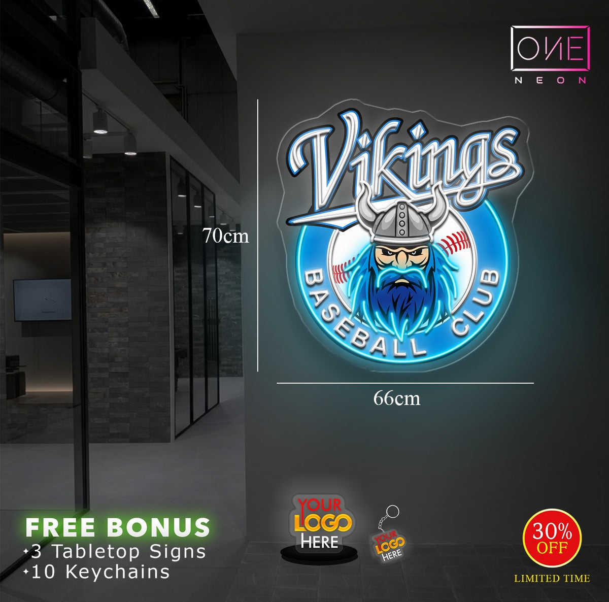 VIKINGS BASEBALL CLUB | LED Neon Sign