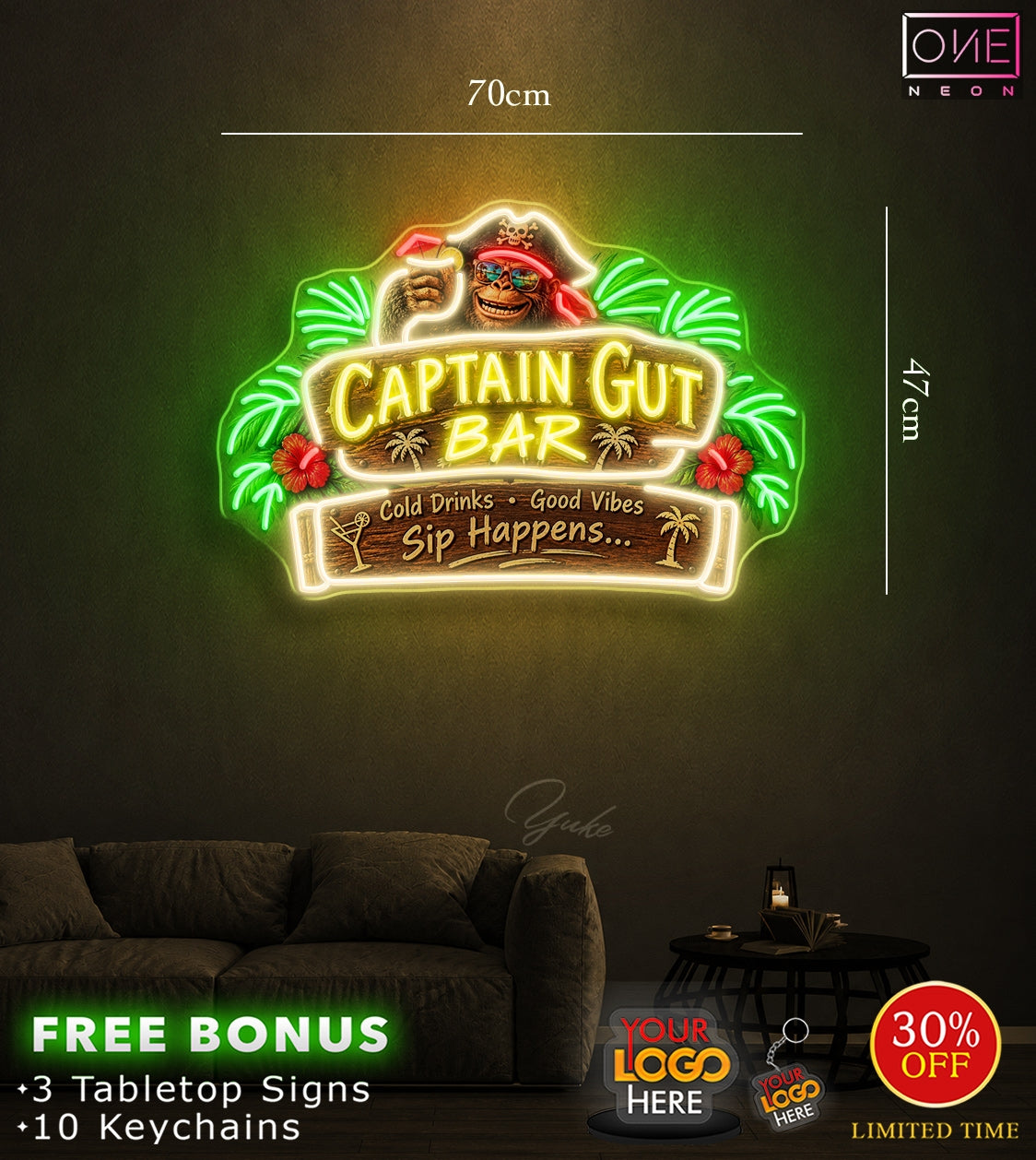 CAPTAIN GUT BAR | LED Neon Sign