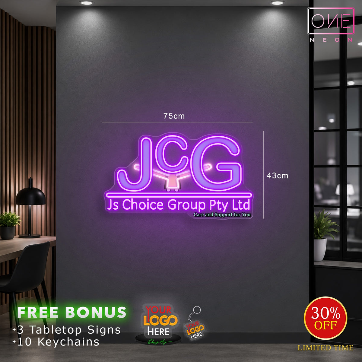 JCG logo | LED Neon Sign