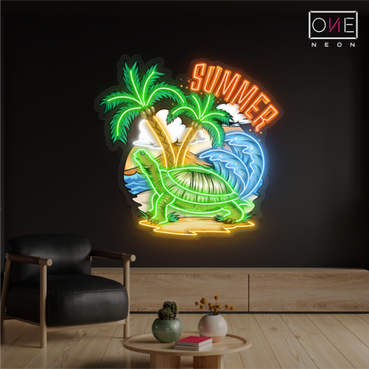 Tropical Turtle Summer Artwork Led Neon Sign