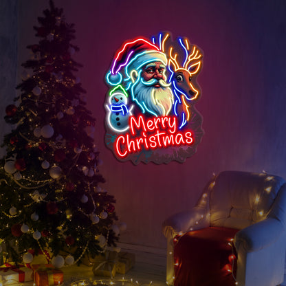 Santa Merry Christmas Artwork LED Neon Sign
