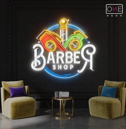 Classic Clippers Barber Artwork Led Neon Sign