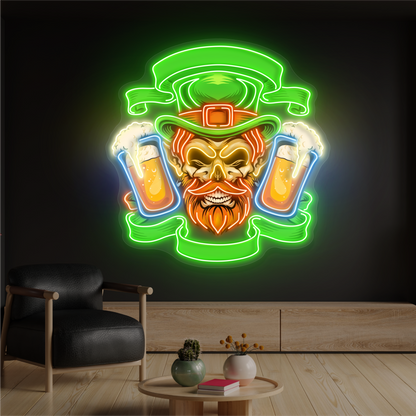 Leprechaun's Double Pint  Artwork Led Neon Sign