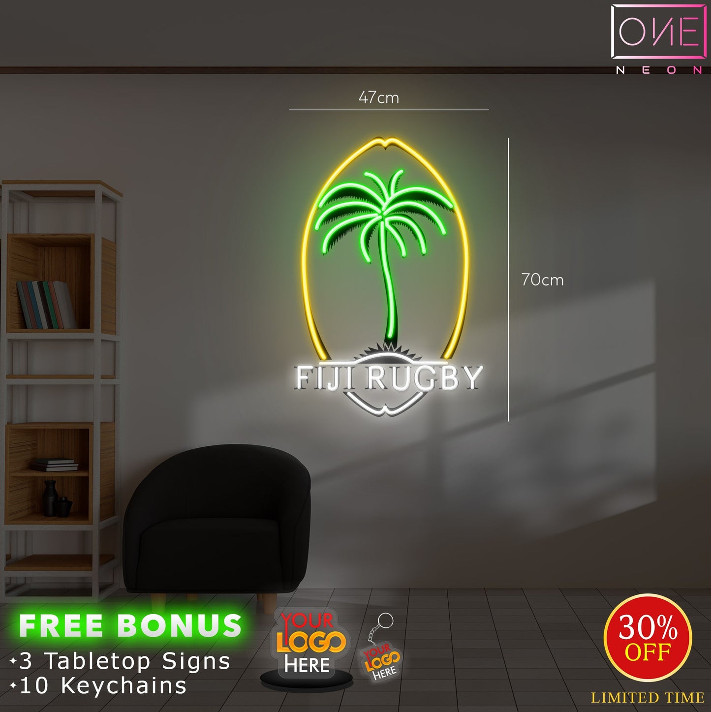 FIJI RUGBY + YASAWA ME YACOVA NIU CIBA | LED Neon Sign ( 2 signs)