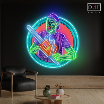 Chainsaw Zombie Artwork Led Neon Sign