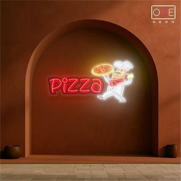 Enseigne au néon à LED avec illustration de Pizzaiolo's Pride 