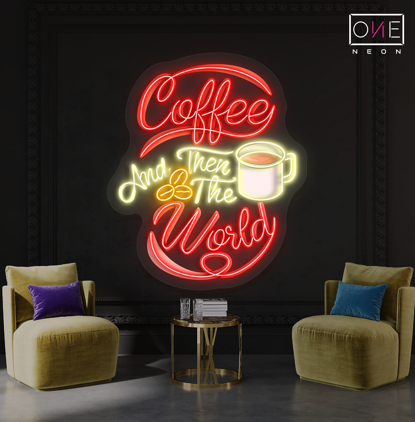 Coffee and Then The World Artwork Led Neon Sign