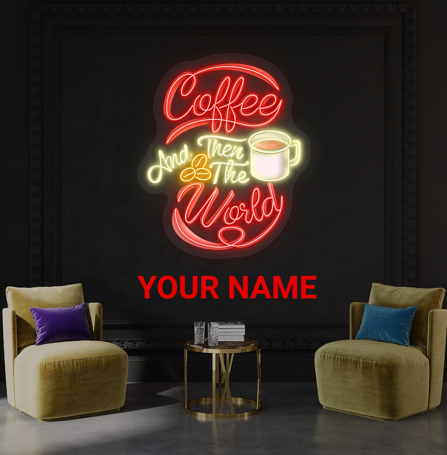 Coffee and Then The World Artwork Led Neon Sign