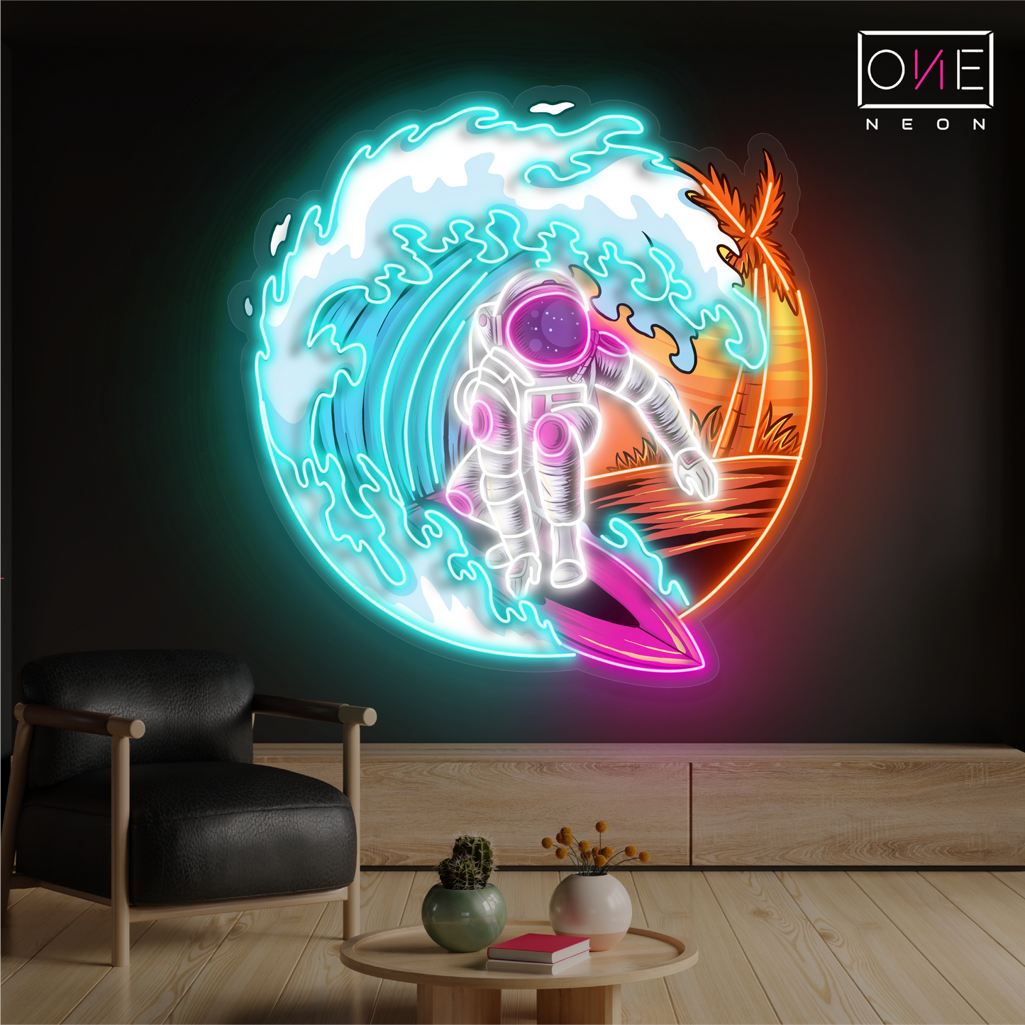 Astronaut Surfing Artwork Led Neon Sign