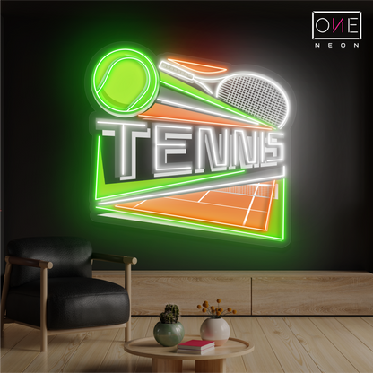 Panneau néon à LED avec illustration de tennis côté court 