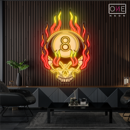 8 Ball Skull Artwork Led Neon Sign