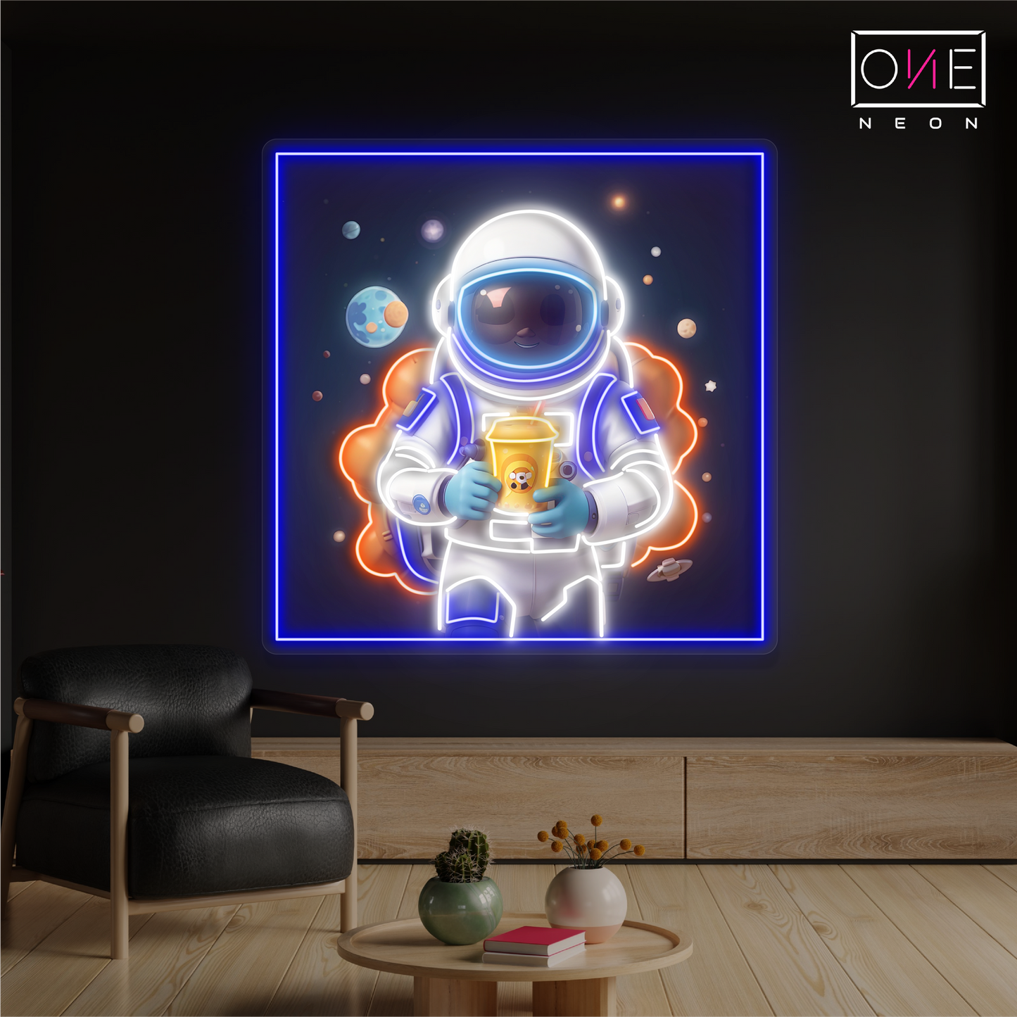 Astronaut Bubble Tea Artwork Led Neon Sign