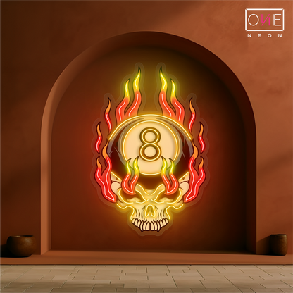 8 Ball Skull Artwork Led Neon Sign