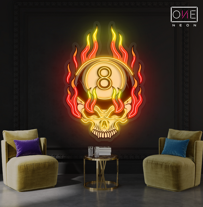 8 Ball Skull Artwork Led Neon Sign