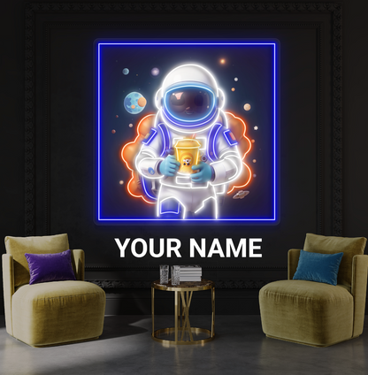 Astronaut Bubble Tea Artwork Led Neon Sign