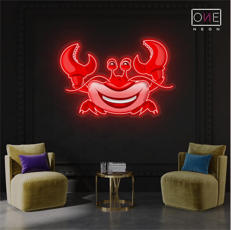 Smiling Crab Artwork Led Neon Sign