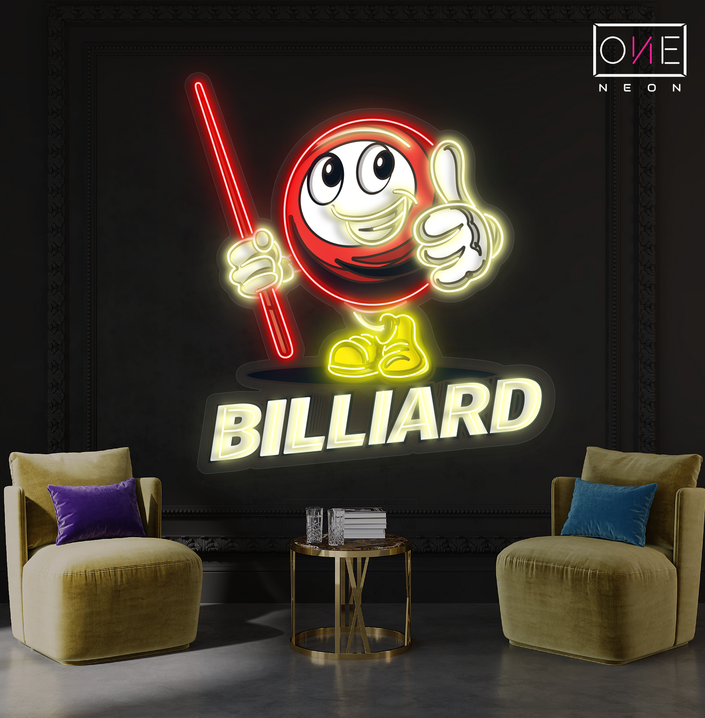 Panneau néon à LED avec illustration de billard Buddy 