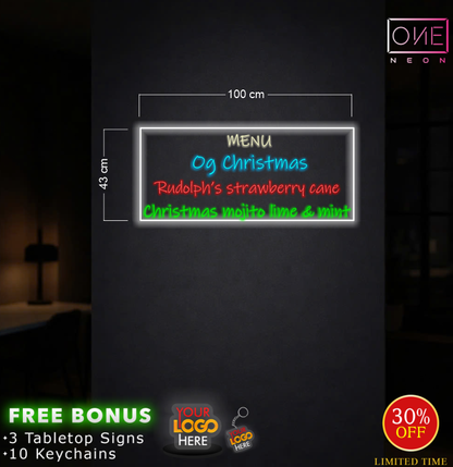 Santa's sugarcane stand+ Menu board ( 4 signs) | LED Neon Sign