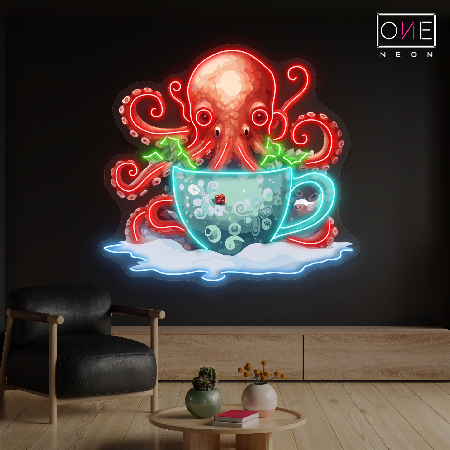 Panneau néon à LED Octo Coffee Artwork 