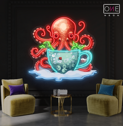 Panneau néon à LED Octo Coffee Artwork 