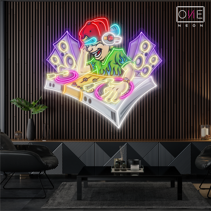 Enseigne au néon à LED avec illustration de DJ Vibe Master