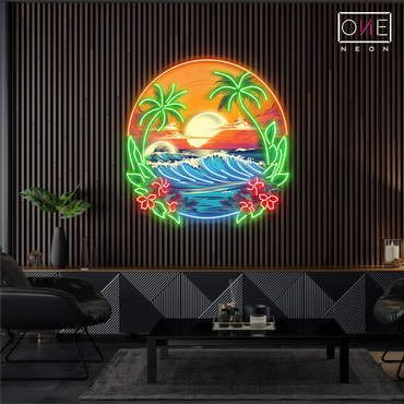 Tropical Sunset Waves Artwork Led Neon Sign