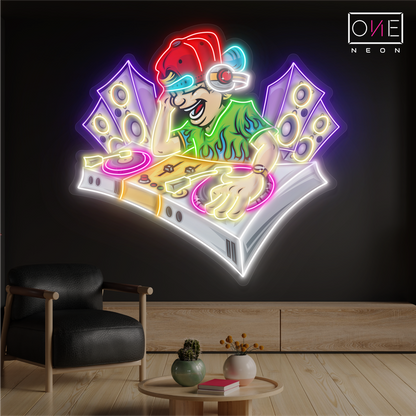 Enseigne au néon à LED avec illustration de DJ Vibe Master