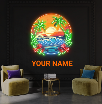 Tropical Sunset Waves Artwork Led Neon Sign