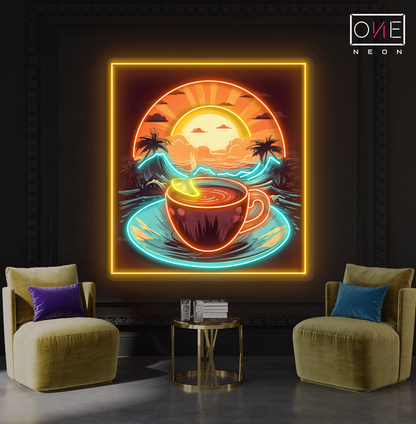 Tropical Sunrise Coffee Artwork Led Neon Sign