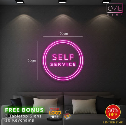 SELF SERVICE + OPEN | LED Neon Sign ( 2 signs with express shipping)