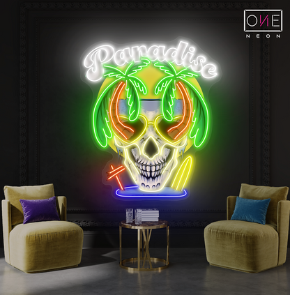 Paradise Skull Artwork Led Neon Sign