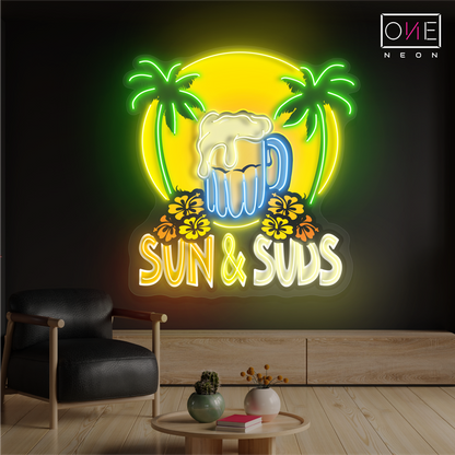 Enseigne au néon à LED Sun &amp; Suds Artwork