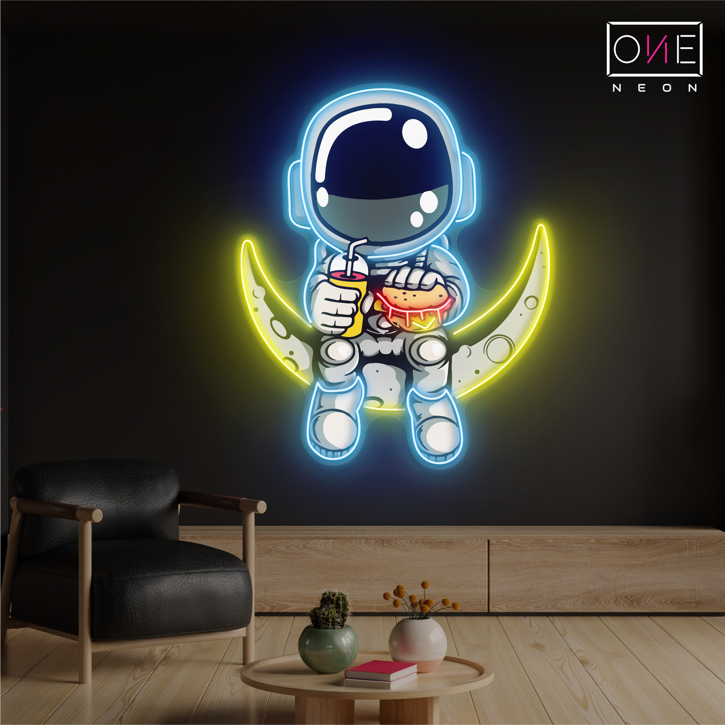 Astronaut Hamburger Artwork Led Neon Sign