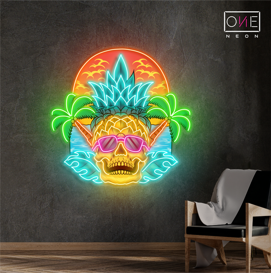 Tropical Skull Sunset Artwork Led Neon Sign