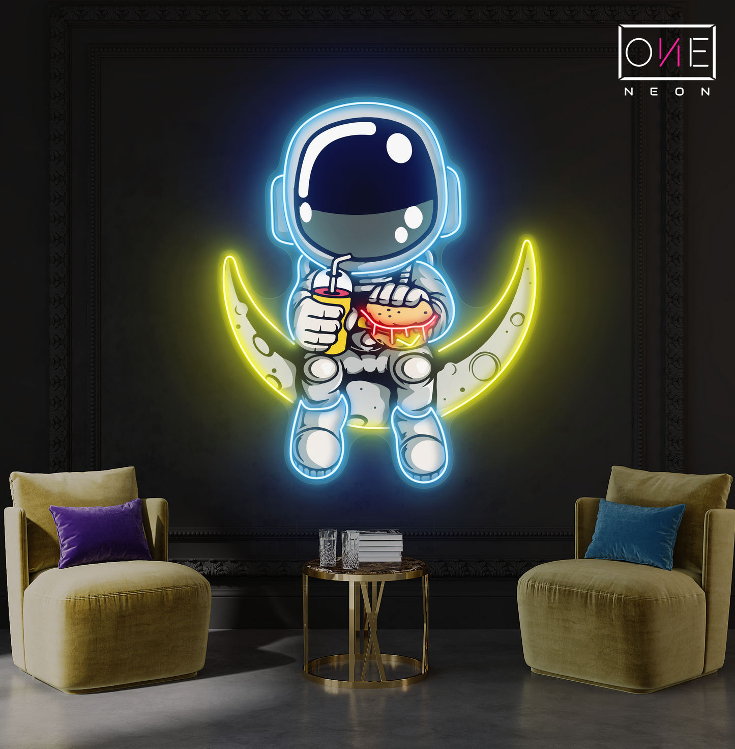 Astronaut Hamburger Artwork Led Neon Sign