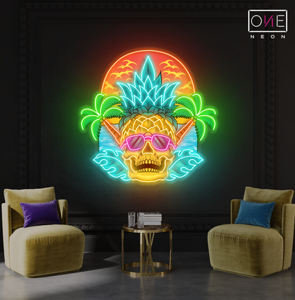 Tropical Skull Sunset Artwork Led Neon Sign