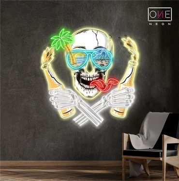 Beach Rebel Skull Artwork Led Neon Sign