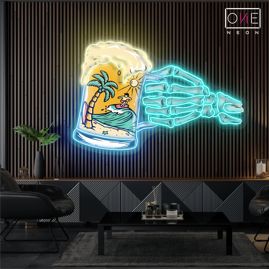 Skeleton's Beach Beer Artwork Led Neon Sign